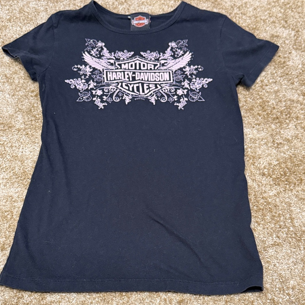 Harley-Davidson Black Tee with Purple Graphic